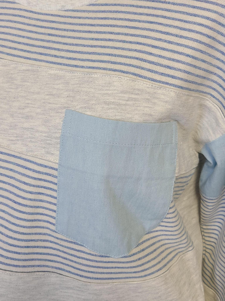 Denim Contrast Mixed Stripe Pullover