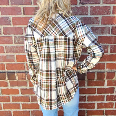 Olive Multi Colored Plaid Button Up