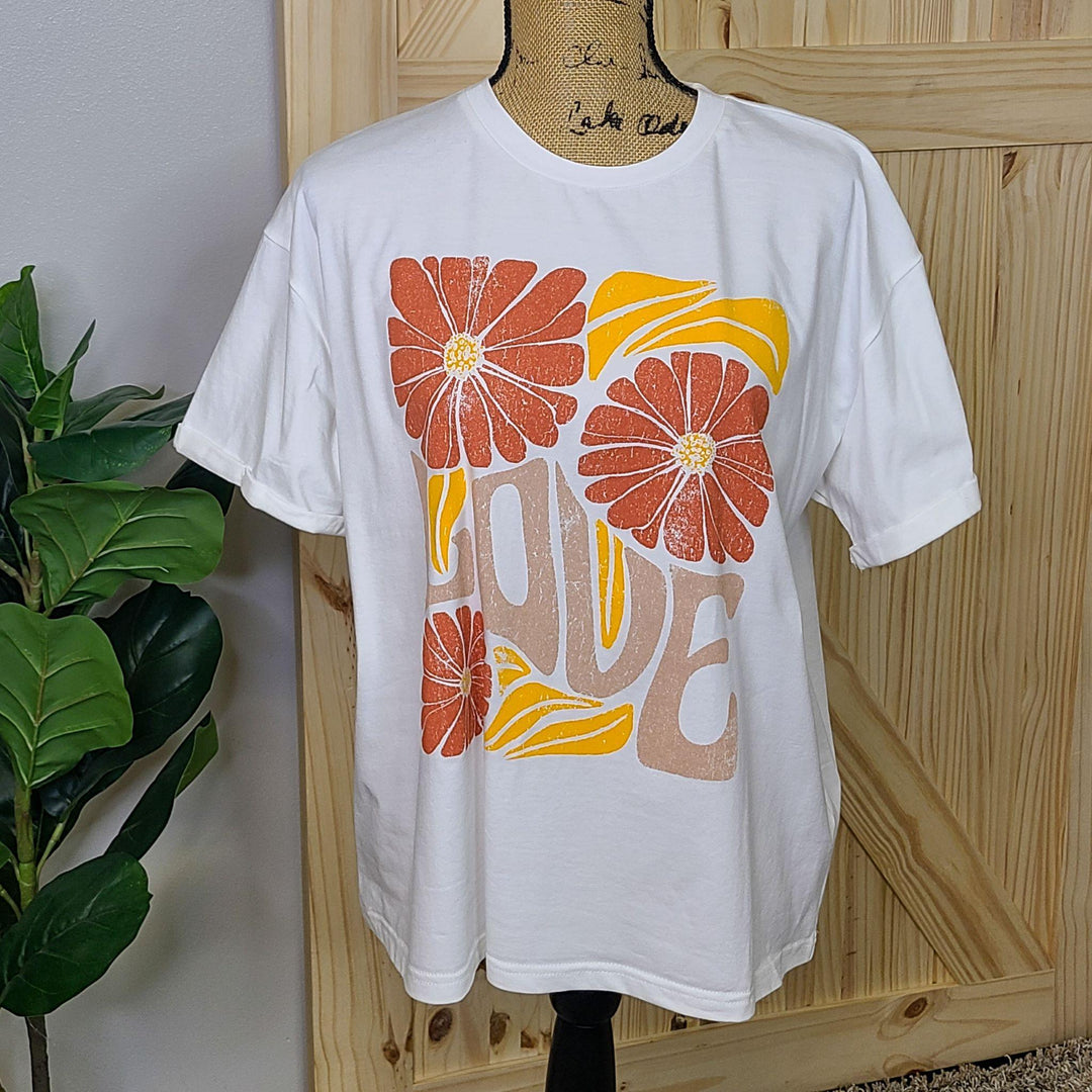 Floral Print Smiley Face Graphic Tee