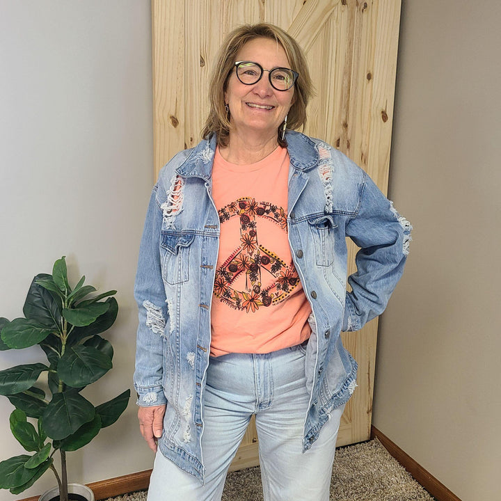 Distressed Oversized Denim Jacket