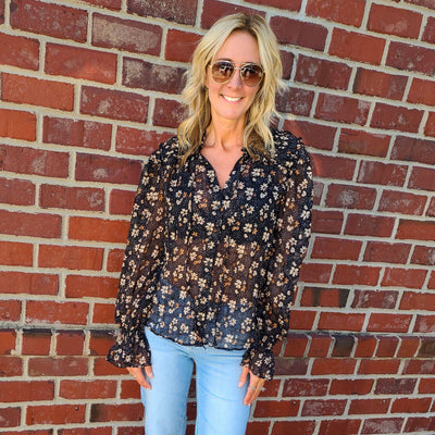 Split Neck Floral Blouse