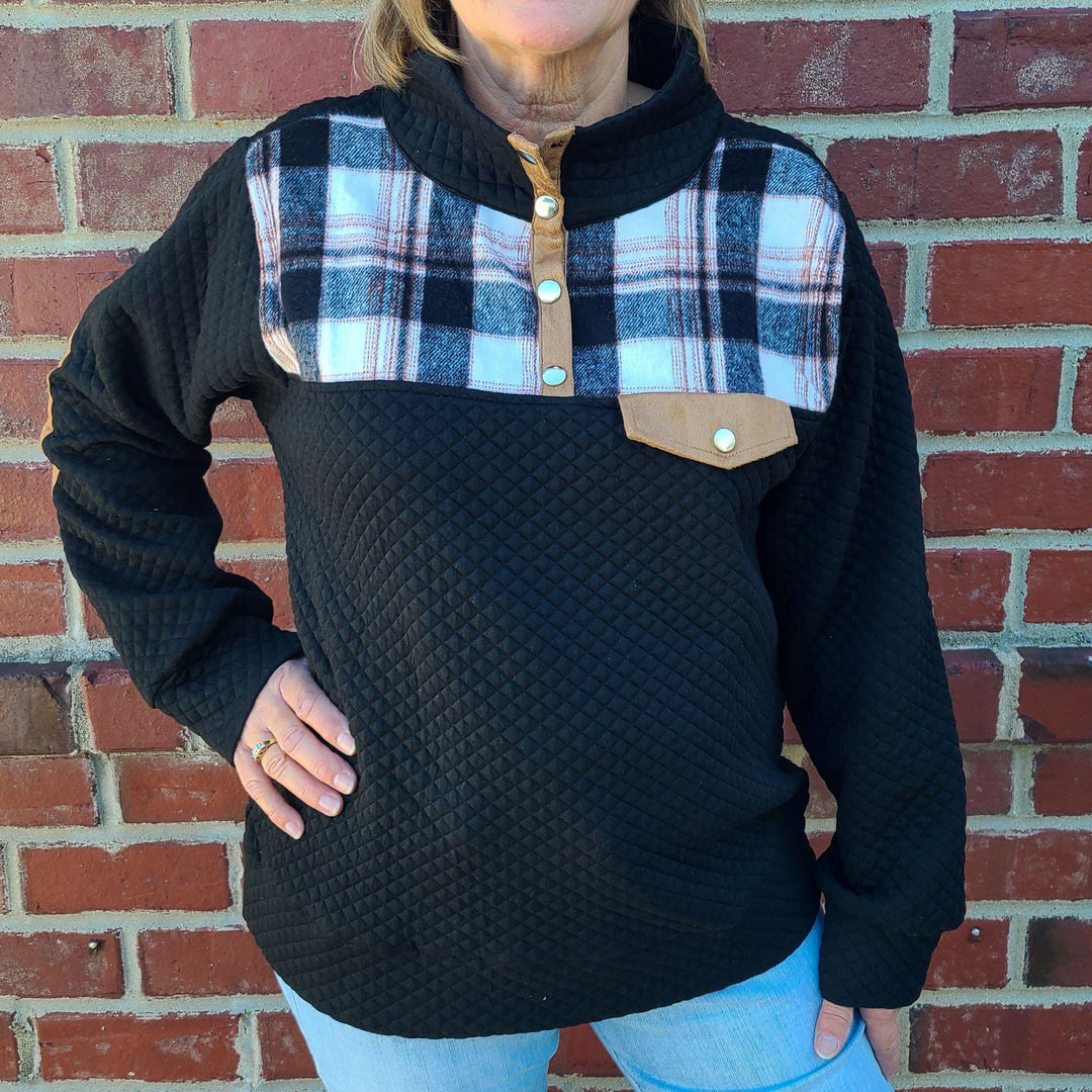 Quilted Snap Button Pullover Top