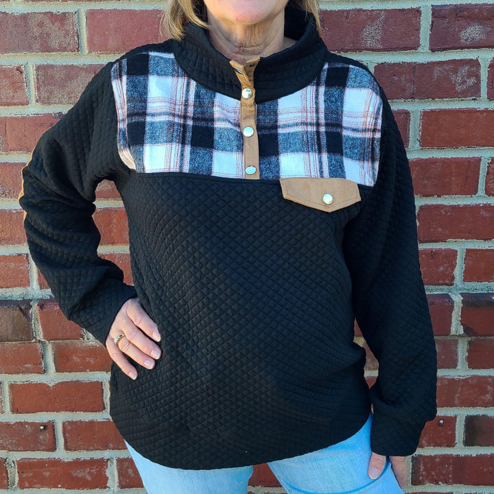 Quilted Snap Button Pullover Top
