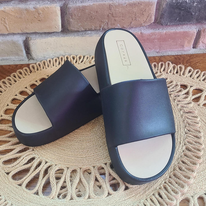 Corkys Black Slides