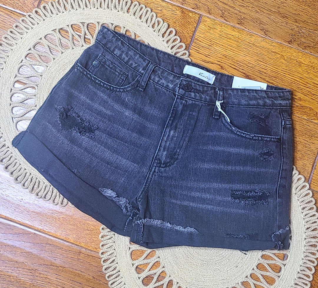 Kancan High Rise Frayed Hem Shorts