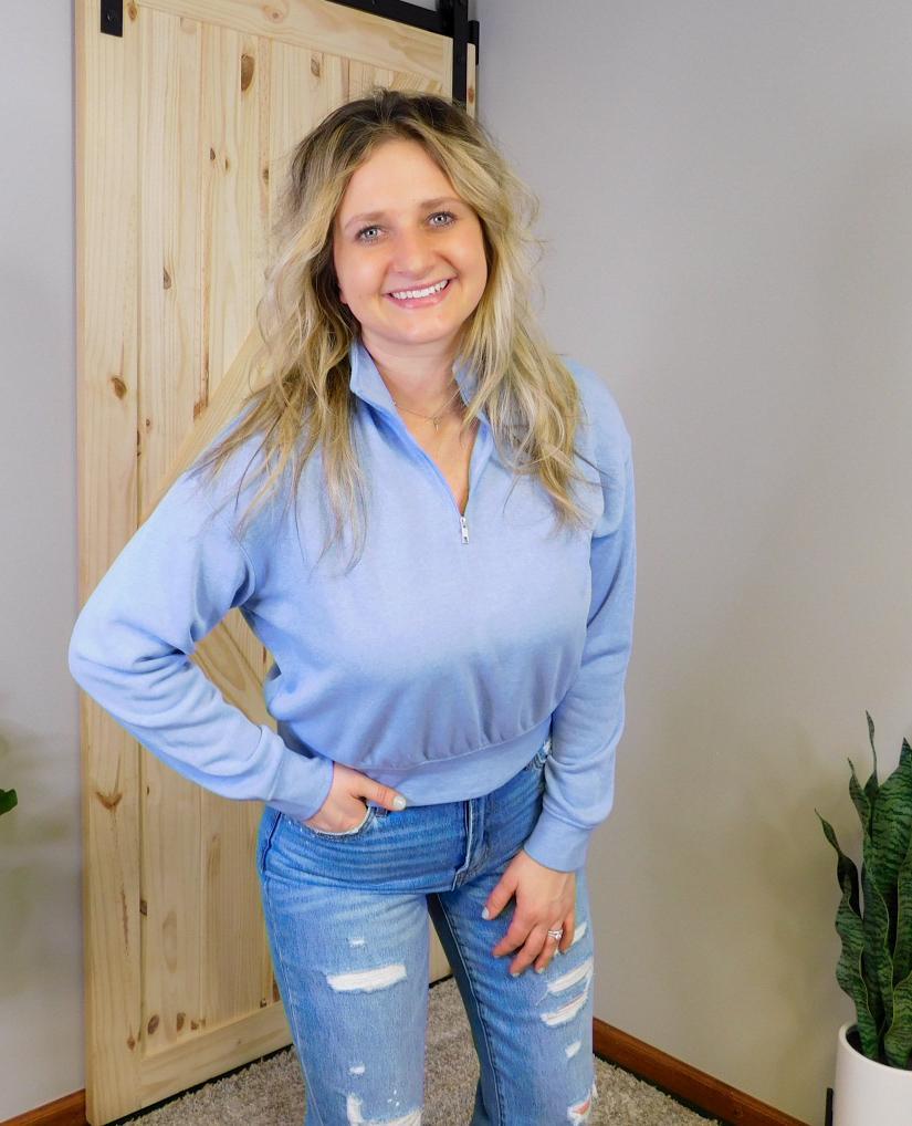 Soft Cropped Quarter Zip Sweatshirt