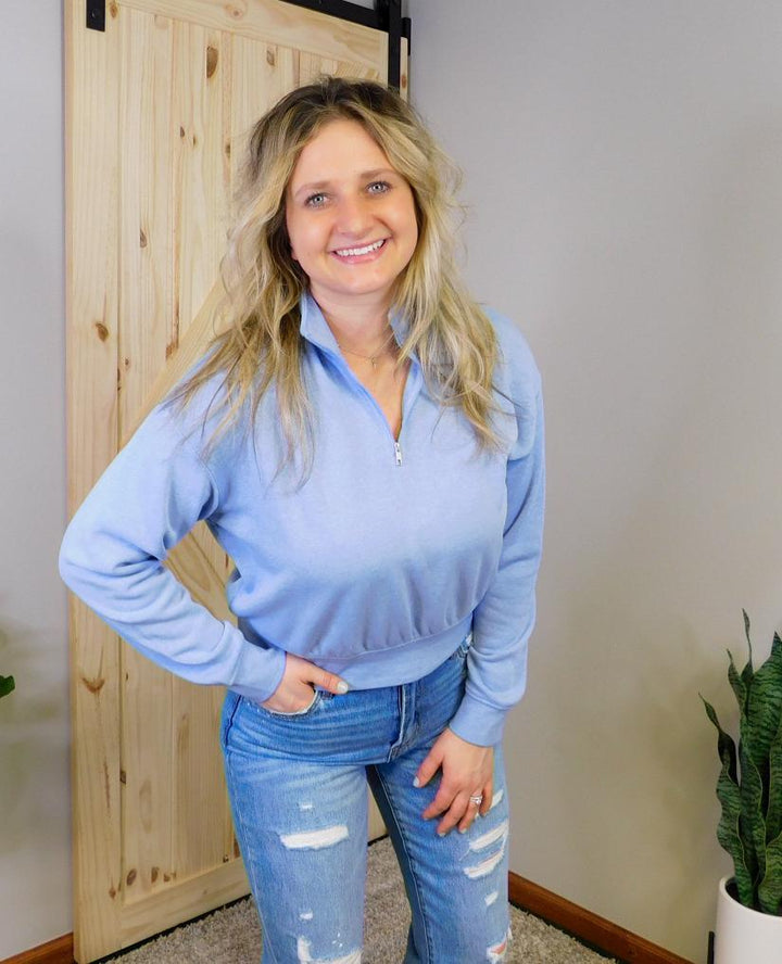 Soft Cropped Quarter Zip Sweatshirt