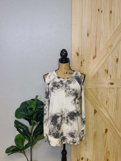 Tie Dye Cold Shoulder Pullover