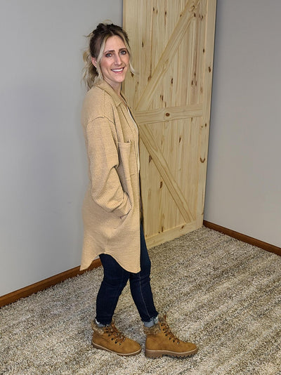 Rib Knit Shacket w/ Side Seam Pockets