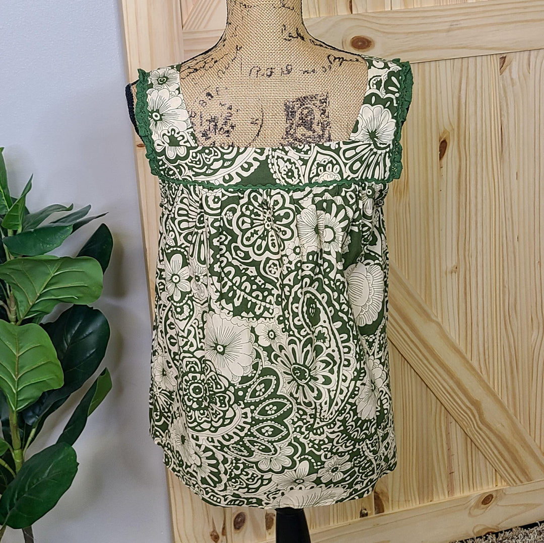 Printed Ruffle Tank Top