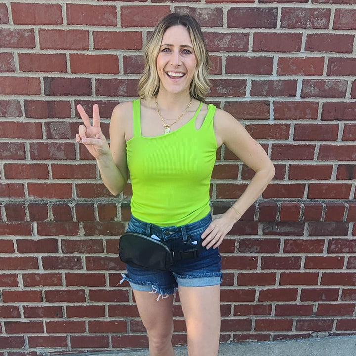 Bright Tank w/ Contrasting Shoulder Straps