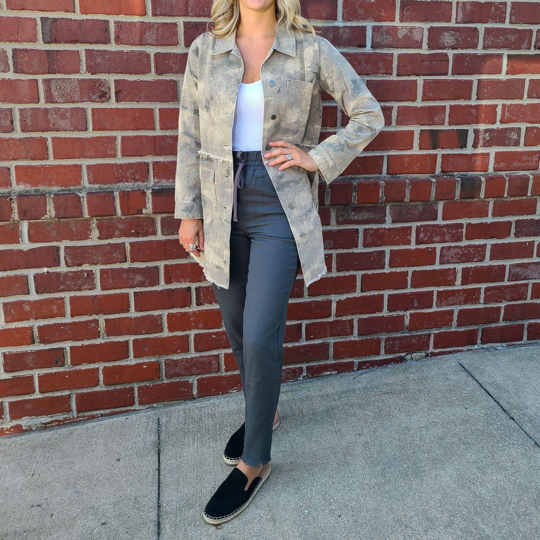 Tiered Long Trucker Jacket