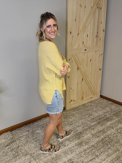 V-Neck Sweater w/ Cuffed Sleeves