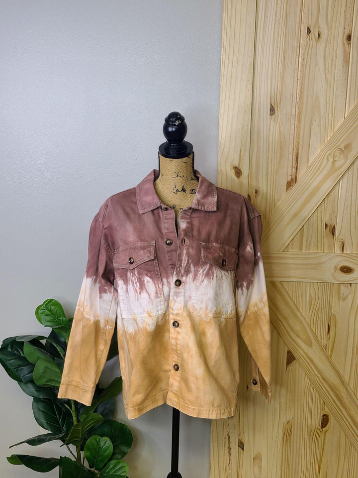 Tie Dye Washed Twill Button Jacket