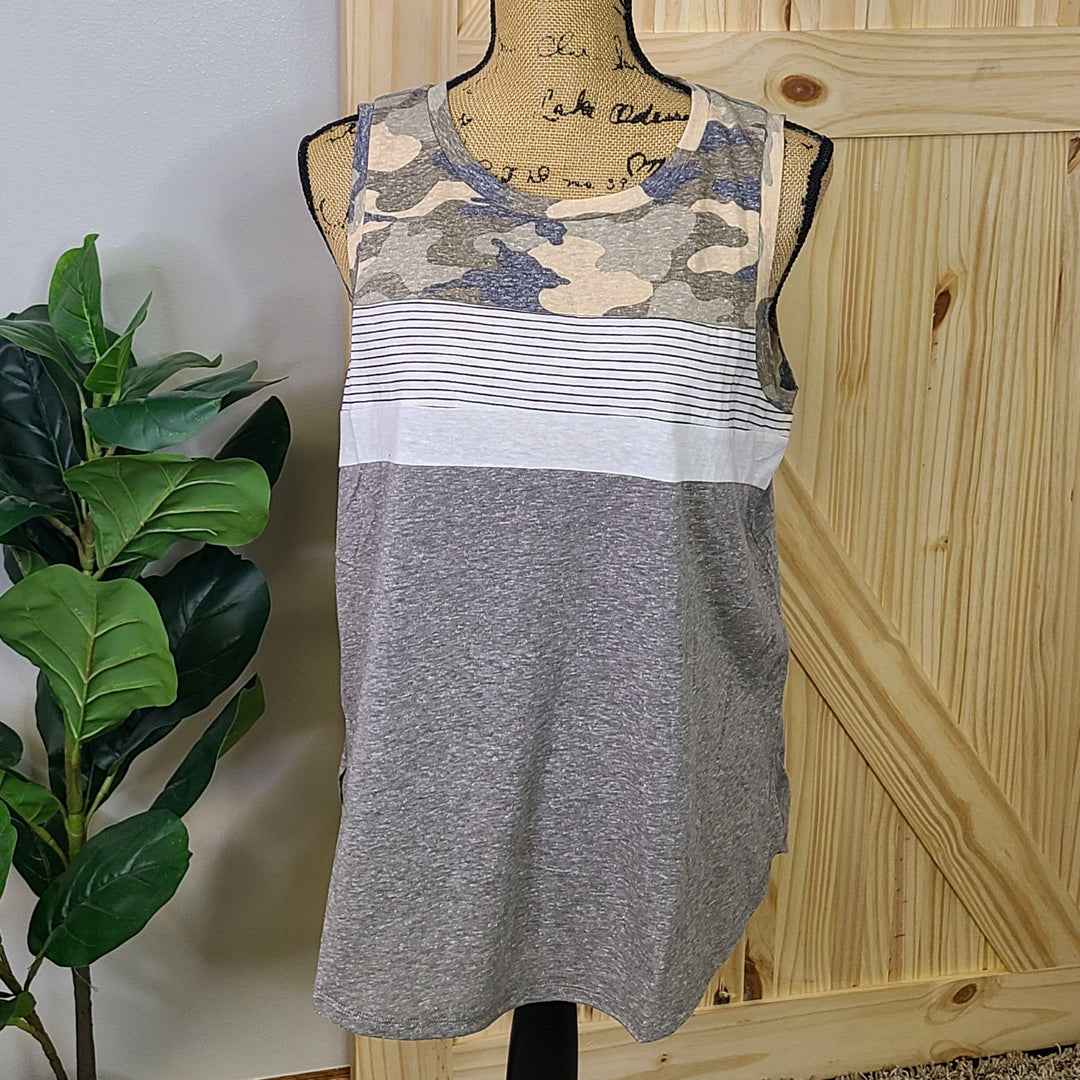 Mixed Print Camo Tank Top