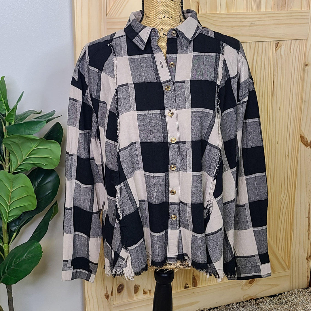 Plaid Yarn Dye Linen Top