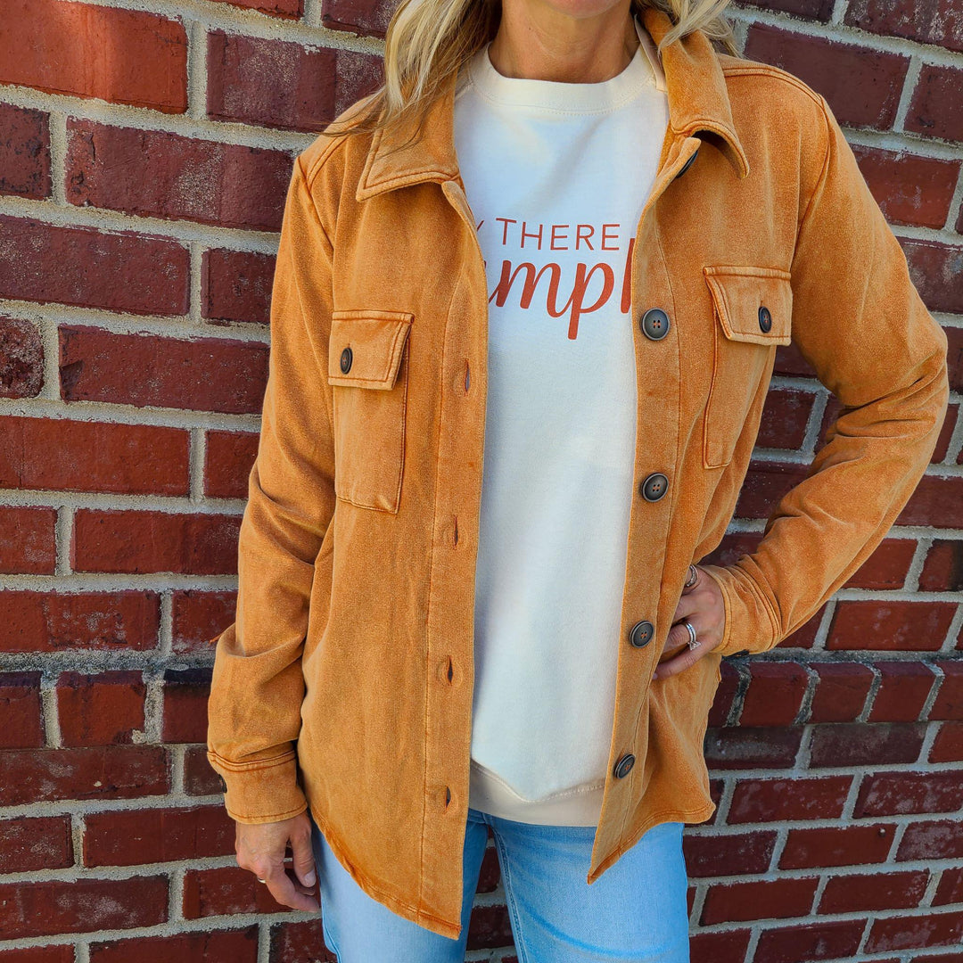 Washed Button Down Shirt Jacket