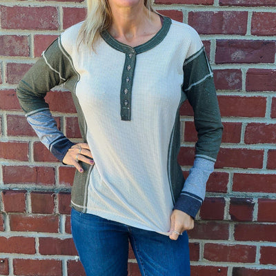 Color Block Wide Neck Henly Top