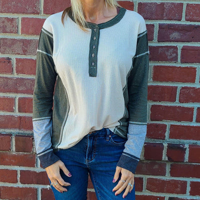 Color Block Wide Neck Henly Top