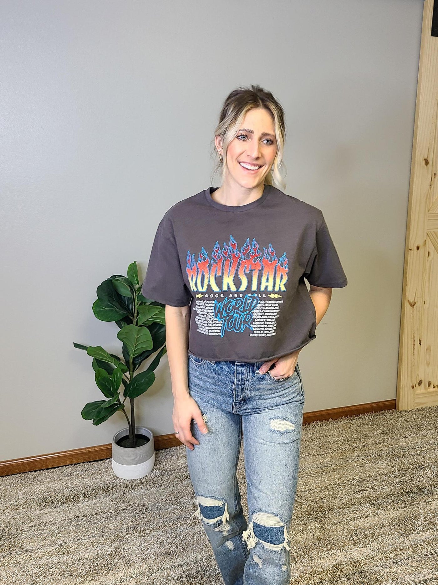Rockstar Cropped Graphic Tee