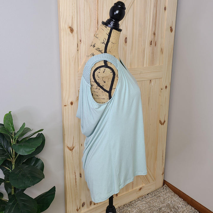 Jersey Drape Back Top w/ Smocked Shoulder