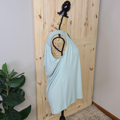 Jersey Drape Back Top w/ Smocked Shoulder