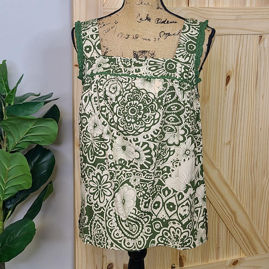 Printed Ruffle Tank Top