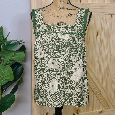 Printed Ruffle Tank Top