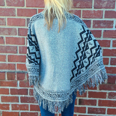 Fringe Hem Oversized Poncho