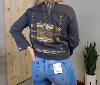 Corduroy Mix Ethnic Print Jacket