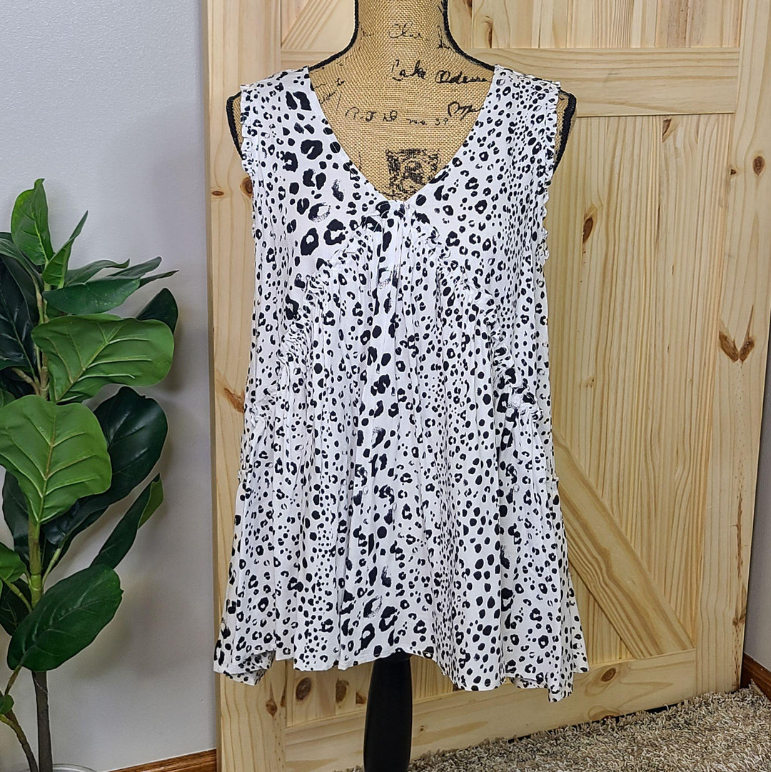 Animal Print Ruffle Edge Top