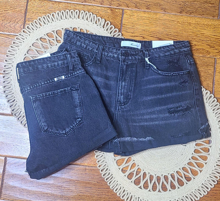 Kancan High Rise Frayed Hem Shorts