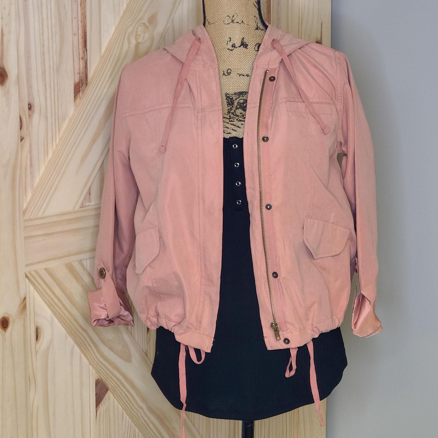 Snap Button Zip Up Hoodie