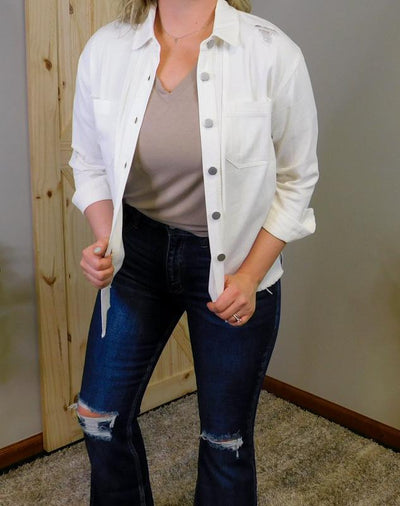 Stonewashed Distressed Shirt Jacket