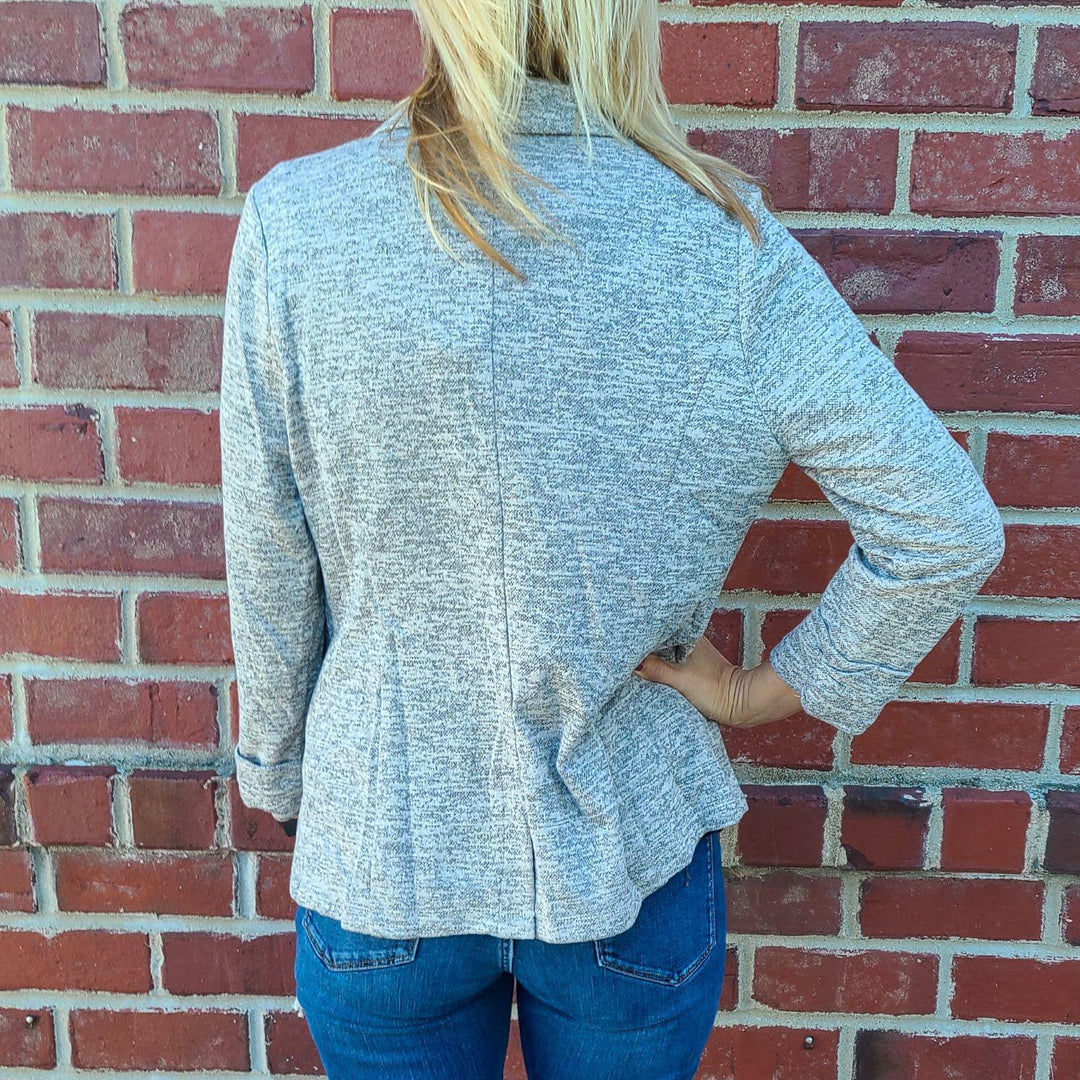 Knit Blazer w/ Sleeve Shirring Detail