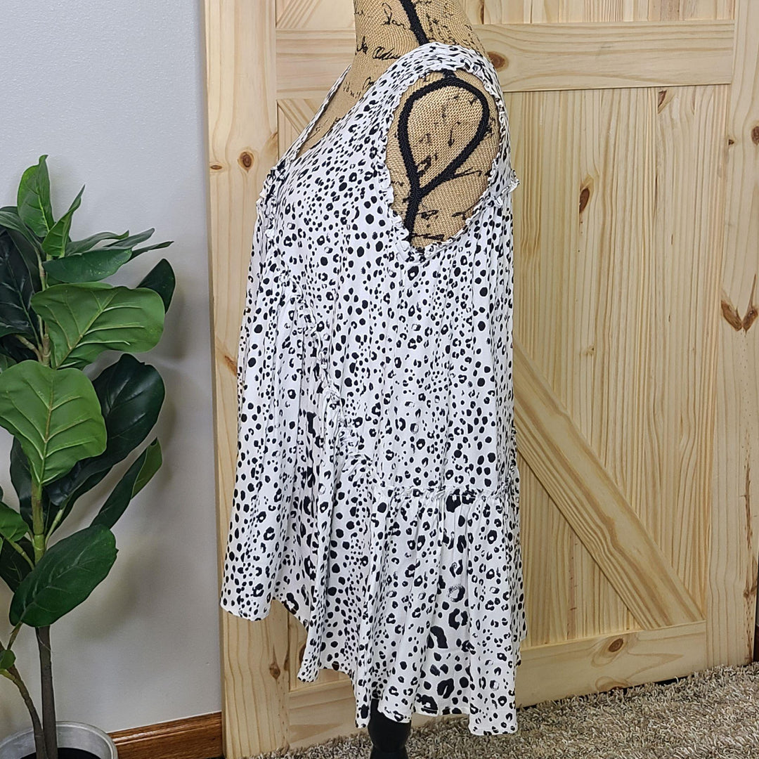 Animal Print Ruffle Edge Top