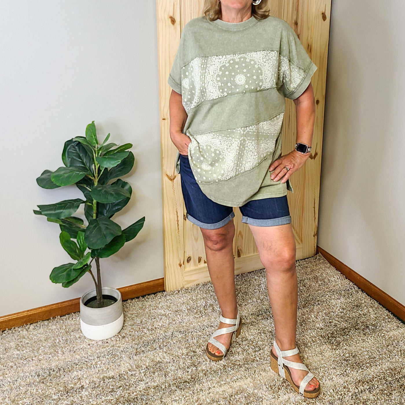 Short Sleeve Bandana Print Top