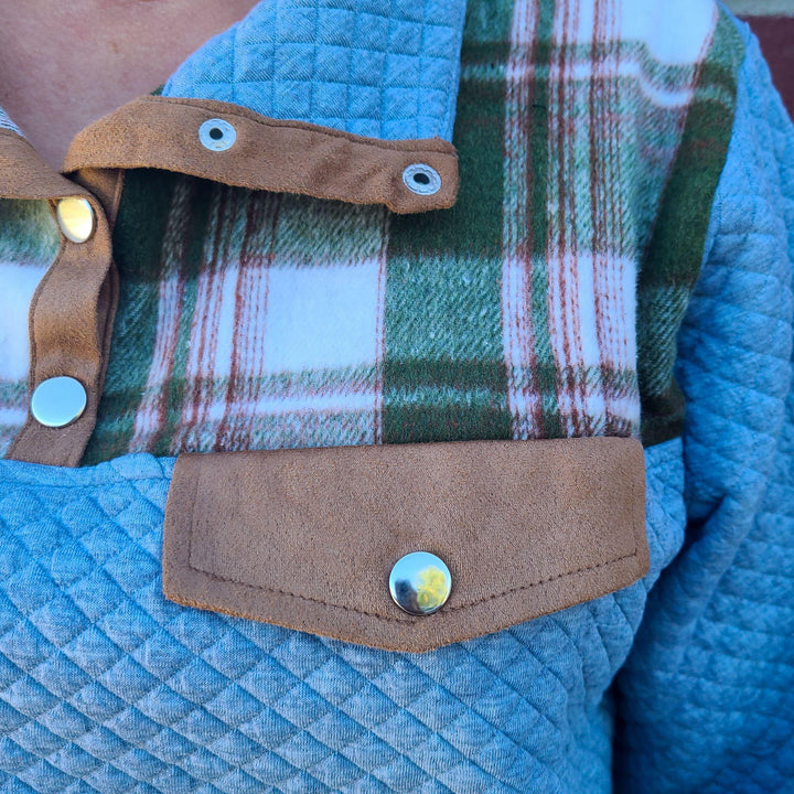 Quilted Snap Button Pullover Top