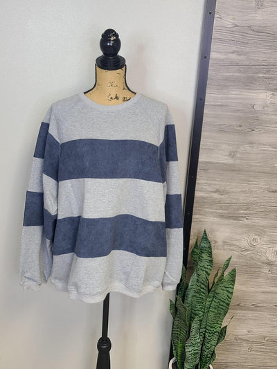 Color Block Top w/ Corduroy Detail