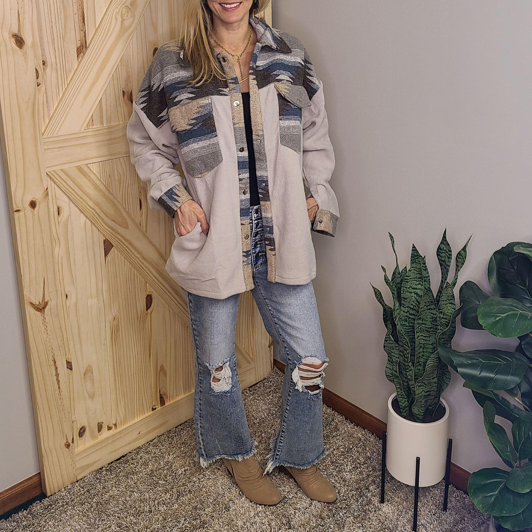 Flo Shacket in Aztec Blue