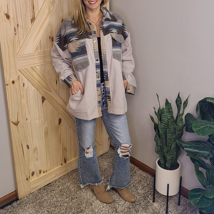 Flo Shacket in Aztec Blue