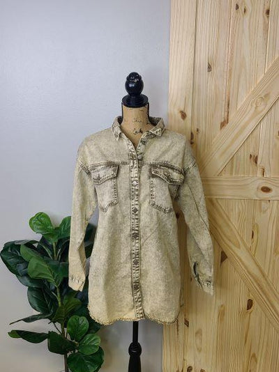 Denim Washed Shirt Jacket