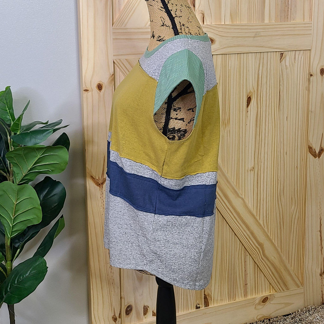 Color Block Cap Sleeve Boxy Tee