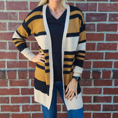 Multi Striped Sweater Cardigan